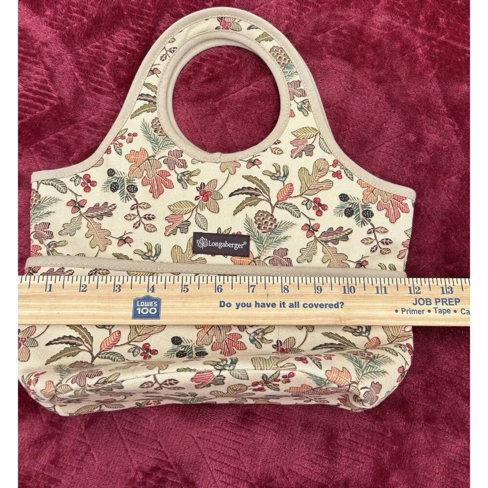 Longaberger Autumn Path Booking Tote Woodsy Open Top Acorn Leaves Fall EUC - Picture 8 of 10